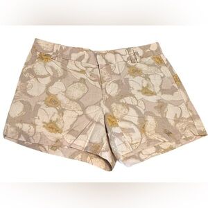 Loft Women's Beige Floral Jacquard Shorts